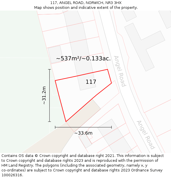 117, ANGEL ROAD, NORWICH, NR3 3HX: Plot and title map