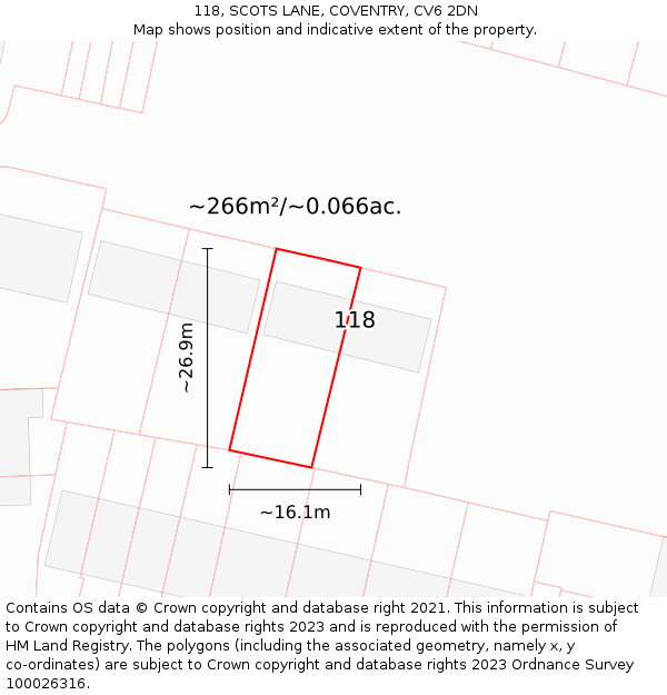 118, SCOTS LANE, COVENTRY, CV6 2DN: Plot and title map