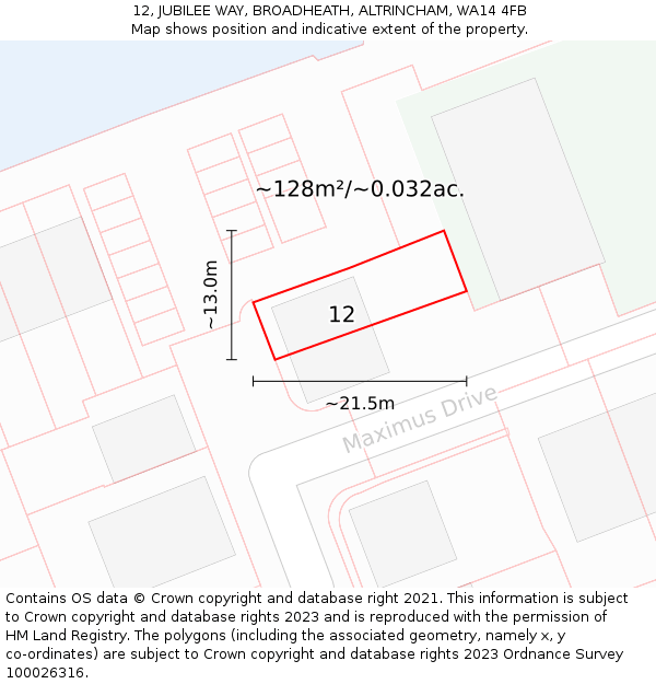 12, JUBILEE WAY, BROADHEATH, ALTRINCHAM, WA14 4FB: Plot and title map