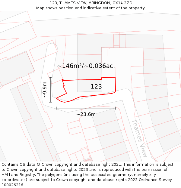 123, THAMES VIEW, ABINGDON, OX14 3ZD: Plot and title map