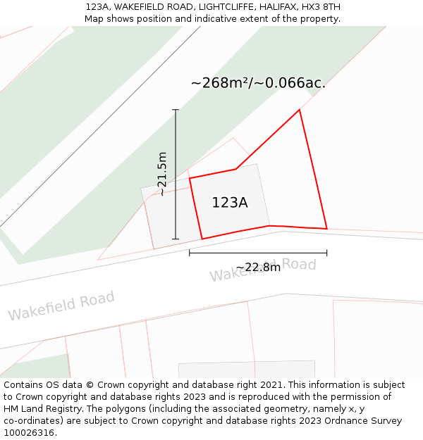 123A, WAKEFIELD ROAD, LIGHTCLIFFE, HALIFAX, HX3 8TH: Plot and title map