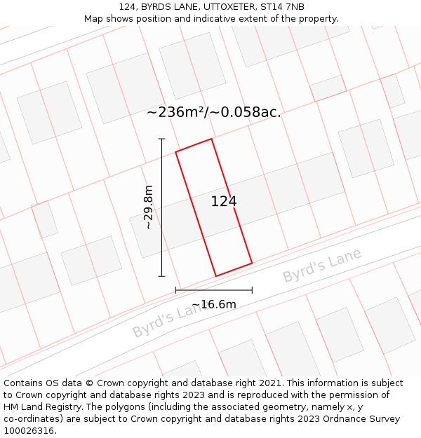 124, BYRDS LANE, UTTOXETER, ST14 7NB: Plot and title map