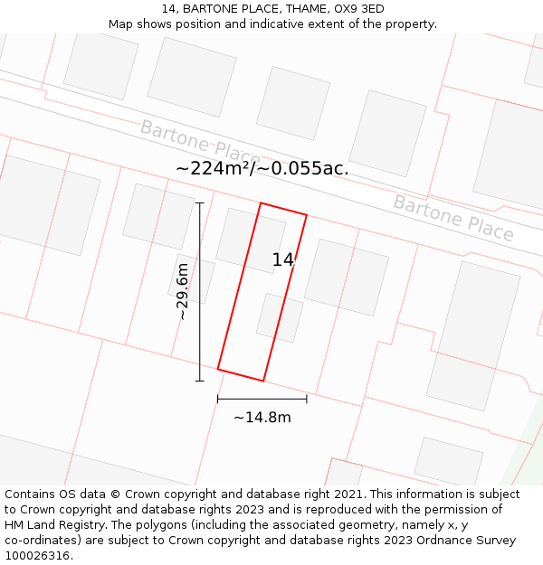 14, BARTONE PLACE, THAME, OX9 3ED: Plot and title map