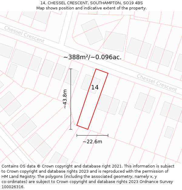 14, CHESSEL CRESCENT, SOUTHAMPTON, SO19 4BS: Plot and title map