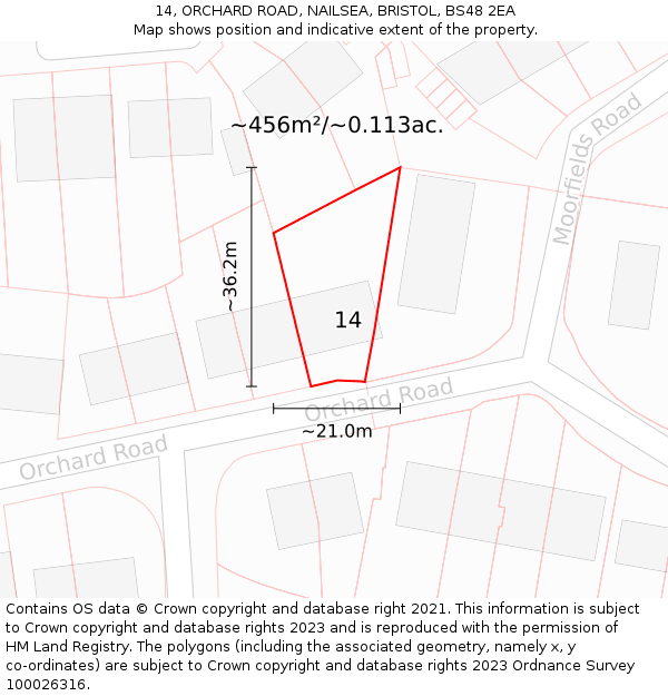 14, ORCHARD ROAD, NAILSEA, BRISTOL, BS48 2EA: Plot and title map