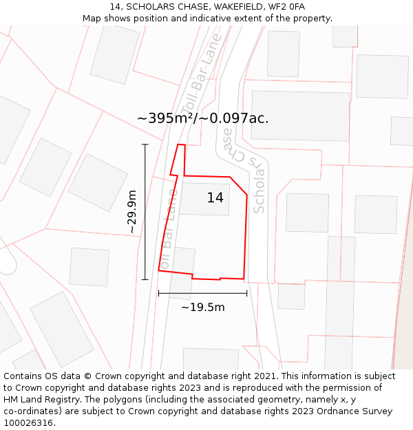 14, SCHOLARS CHASE, WAKEFIELD, WF2 0FA: Plot and title map