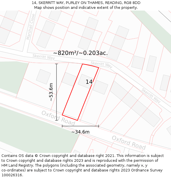 14, SKERRITT WAY, PURLEY ON THAMES, READING, RG8 8DD: Plot and title map