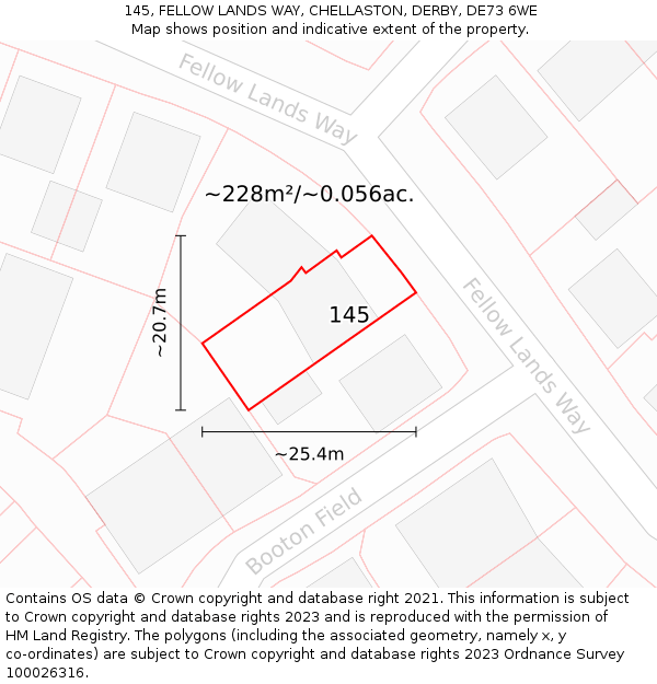 145, FELLOW LANDS WAY, CHELLASTON, DERBY, DE73 6WE: Plot and title map