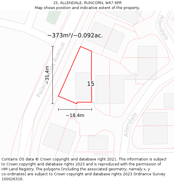 15, ALLENDALE, RUNCORN, WA7 6PR: Plot and title map