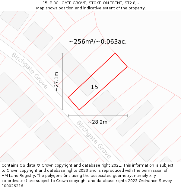 15, BIRCHGATE GROVE, STOKE-ON-TRENT, ST2 8JU: Plot and title map