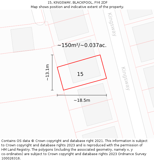 15, KINGSWAY, BLACKPOOL, FY4 2DF: Plot and title map
