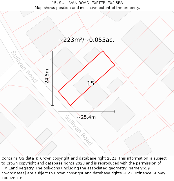 15, SULLIVAN ROAD, EXETER, EX2 5RA: Plot and title map