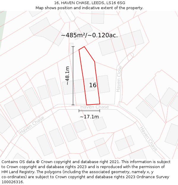 16, HAVEN CHASE, LEEDS, LS16 6SG: Plot and title map