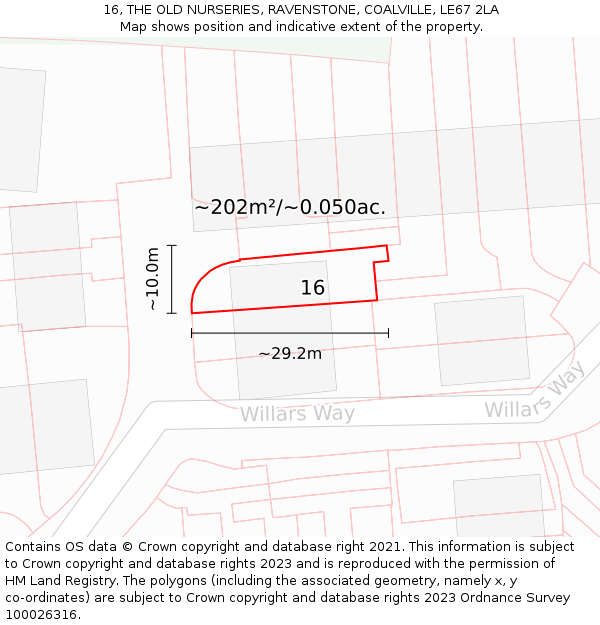 16, THE OLD NURSERIES, RAVENSTONE, COALVILLE, LE67 2LA: Plot and title map