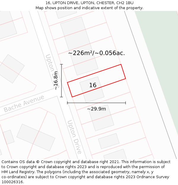 16, UPTON DRIVE, UPTON, CHESTER, CH2 1BU: Plot and title map