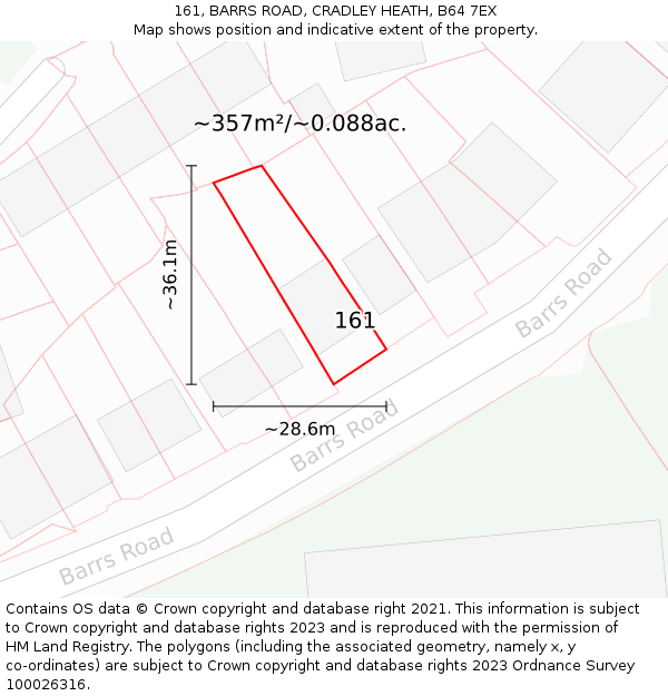 161, BARRS ROAD, CRADLEY HEATH, B64 7EX: Plot and title map