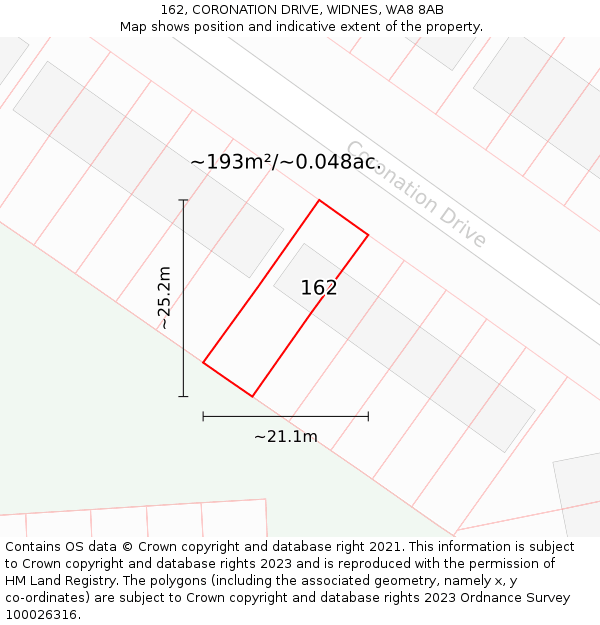 162, CORONATION DRIVE, WIDNES, WA8 8AB: Plot and title map