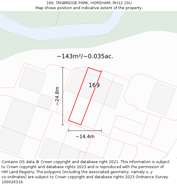 169, TANBRIDGE PARK, HORSHAM, RH12 1SU: Plot and title map