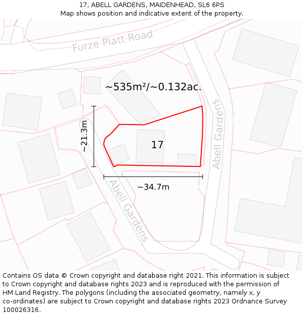 17, ABELL GARDENS, MAIDENHEAD, SL6 6PS: Plot and title map