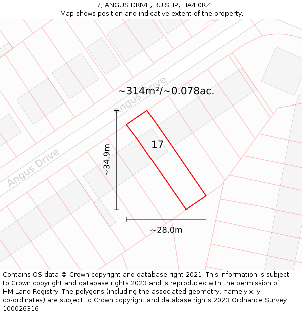17, ANGUS DRIVE, RUISLIP, HA4 0RZ: Plot and title map