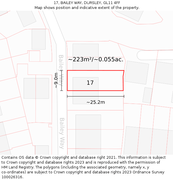17, BAILEY WAY, DURSLEY, GL11 4FF: Plot and title map