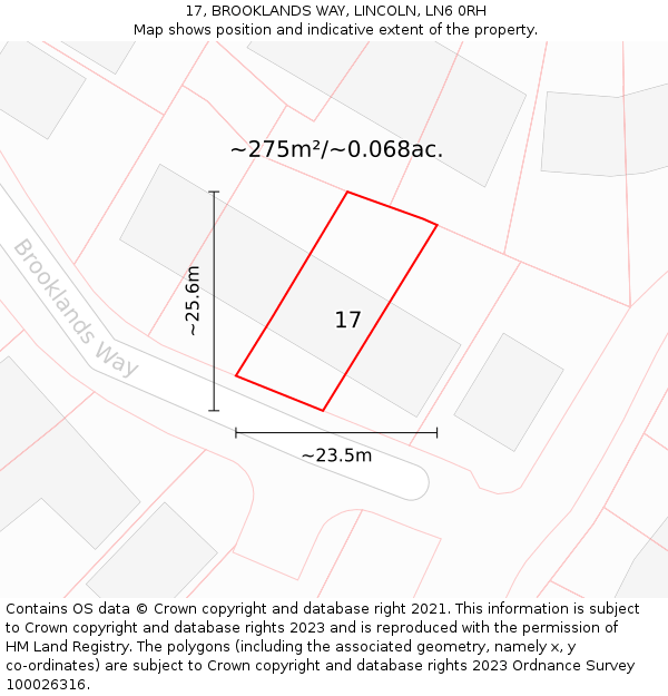 17, BROOKLANDS WAY, LINCOLN, LN6 0RH: Plot and title map