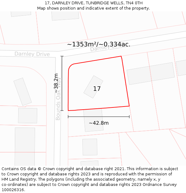 17, DARNLEY DRIVE, TUNBRIDGE WELLS, TN4 0TH: Plot and title map