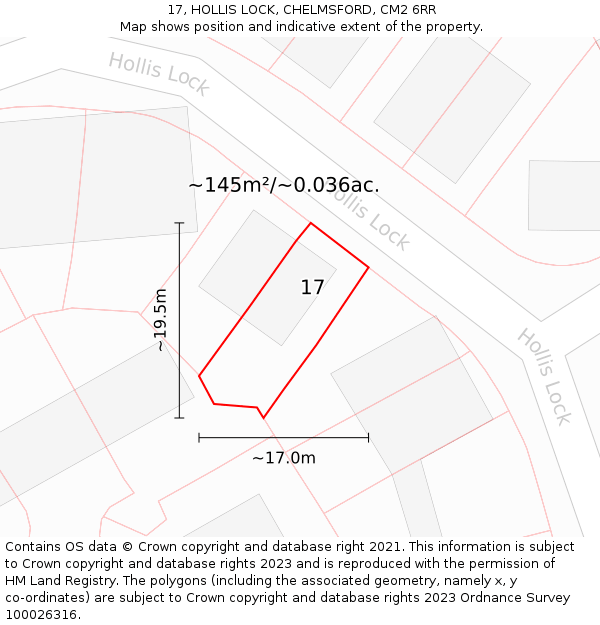 17, HOLLIS LOCK, CHELMSFORD, CM2 6RR: Plot and title map