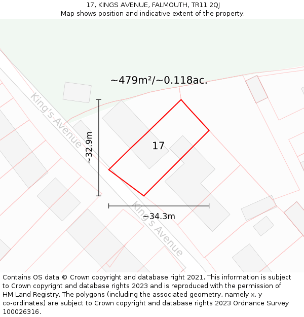 17, KINGS AVENUE, FALMOUTH, TR11 2QJ: Plot and title map