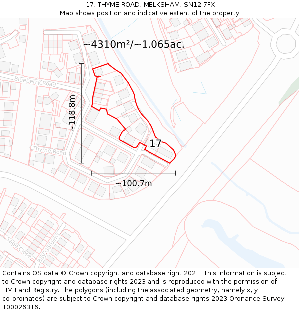 17, THYME ROAD, MELKSHAM, SN12 7FX: Plot and title map