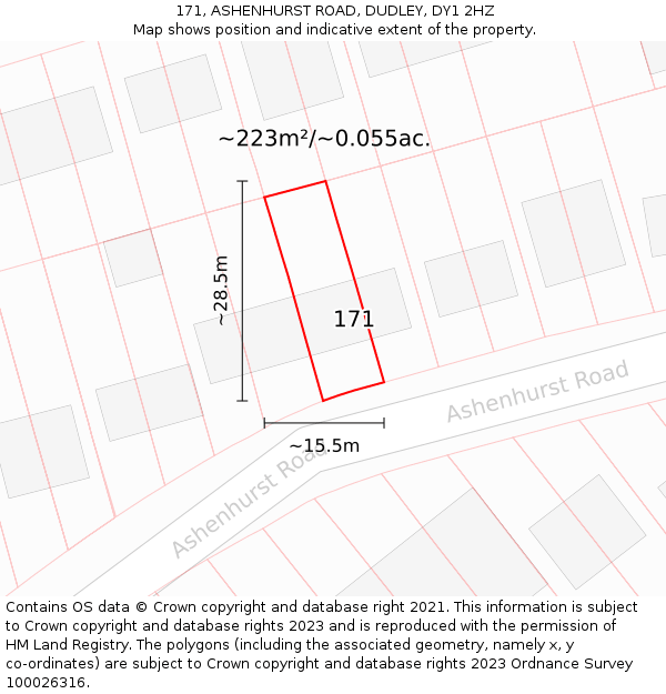 171, ASHENHURST ROAD, DUDLEY, DY1 2HZ: Plot and title map