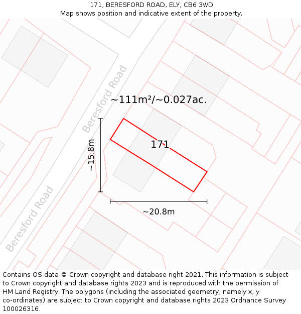 171, BERESFORD ROAD, ELY, CB6 3WD: Plot and title map