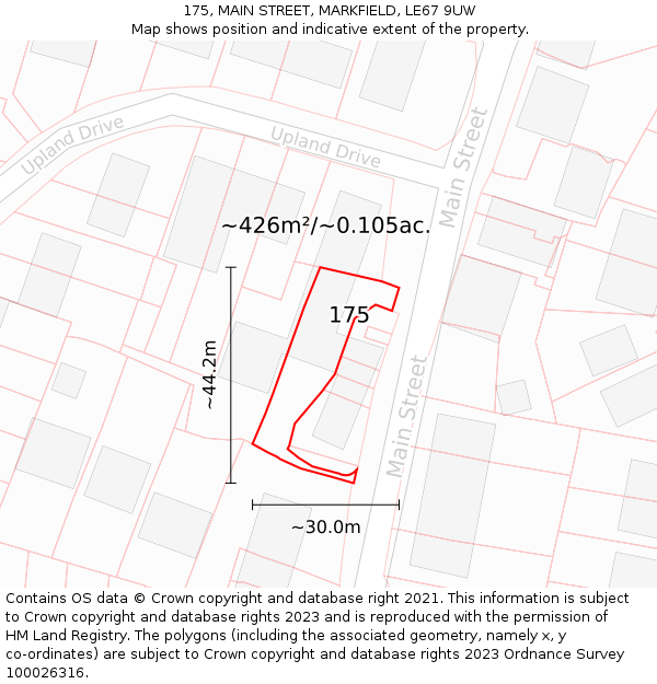 175, MAIN STREET, MARKFIELD, LE67 9UW: Plot and title map
