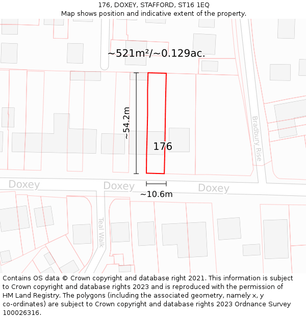 176, DOXEY, STAFFORD, ST16 1EQ: Plot and title map