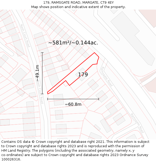 179, RAMSGATE ROAD, MARGATE, CT9 4EY: Plot and title map