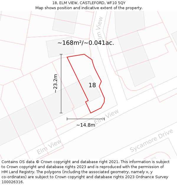 18, ELM VIEW, CASTLEFORD, WF10 5QY: Plot and title map