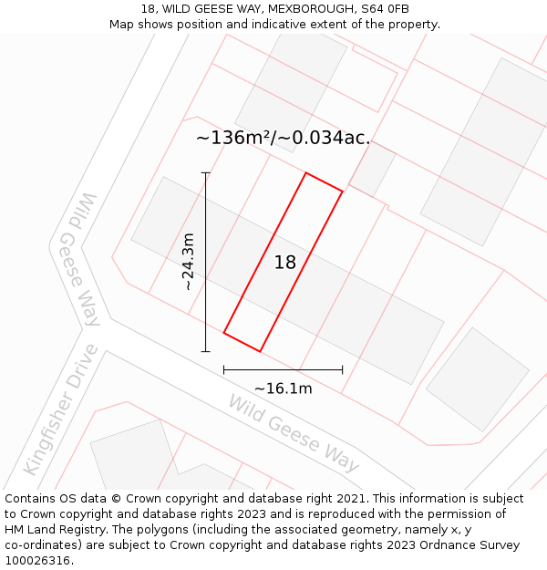 18, WILD GEESE WAY, MEXBOROUGH, S64 0FB: Plot and title map