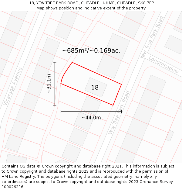 18, YEW TREE PARK ROAD, CHEADLE HULME, CHEADLE, SK8 7EP: Plot and title map