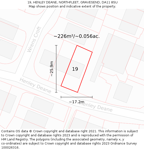 19, HENLEY DEANE, NORTHFLEET, GRAVESEND, DA11 8SU: Plot and title map