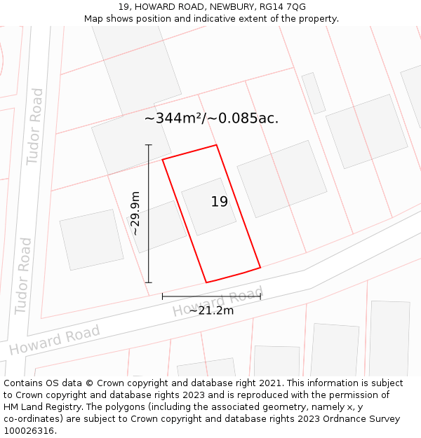 19, HOWARD ROAD, NEWBURY, RG14 7QG: Plot and title map
