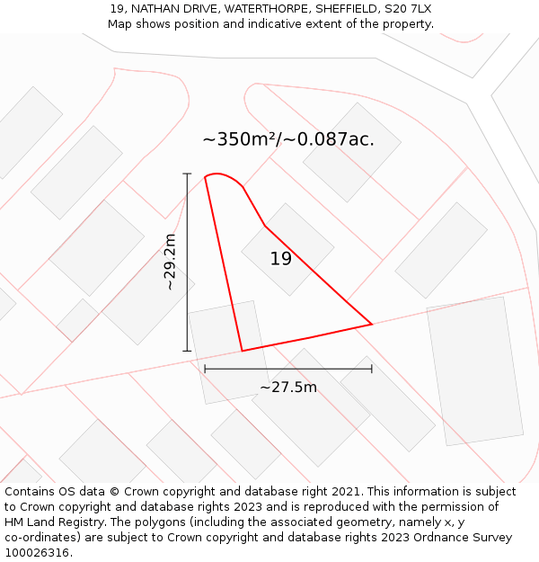 19, NATHAN DRIVE, WATERTHORPE, SHEFFIELD, S20 7LX: Plot and title map