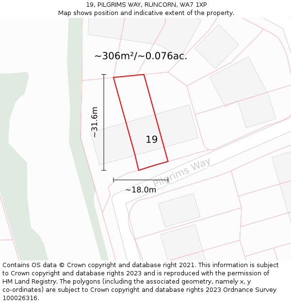 19, PILGRIMS WAY, RUNCORN, WA7 1XP: Plot and title map