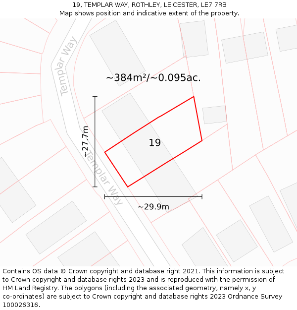 19, TEMPLAR WAY, ROTHLEY, LEICESTER, LE7 7RB: Plot and title map
