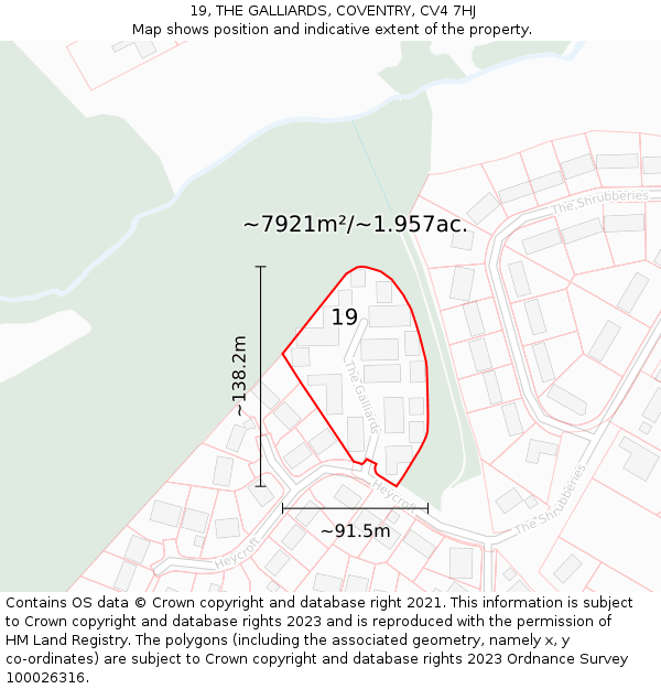 19, THE GALLIARDS, COVENTRY, CV4 7HJ: Plot and title map