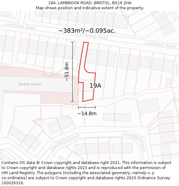 19A, LAMBROOK ROAD, BRISTOL, BS16 2HA: Plot and title map