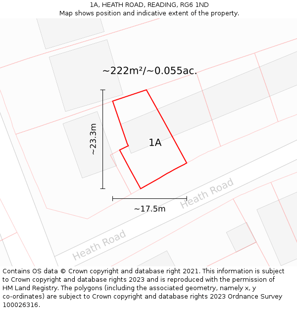 1A, HEATH ROAD, READING, RG6 1ND: Plot and title map