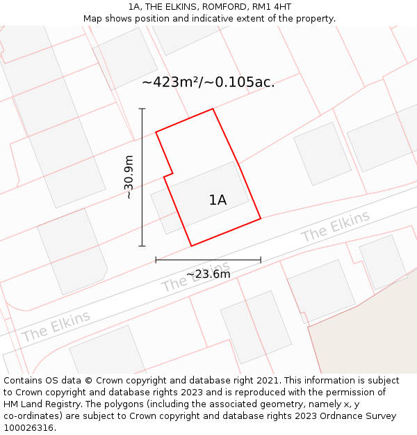 1A, THE ELKINS, ROMFORD, RM1 4HT: Plot and title map