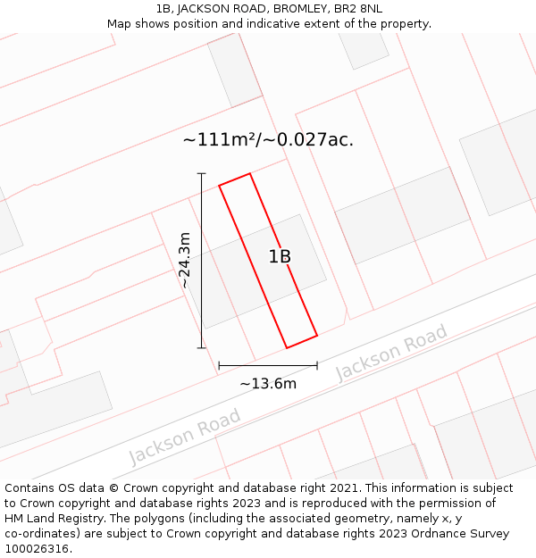 1B, JACKSON ROAD, BROMLEY, BR2 8NL: Plot and title map