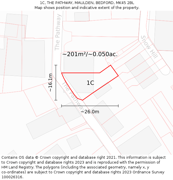 1C, THE PATHWAY, MAULDEN, BEDFORD, MK45 2BL: Plot and title map