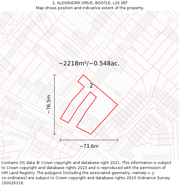 2, ALEXANDRA DRIVE, BOOTLE, L20 0EF: Plot and title map